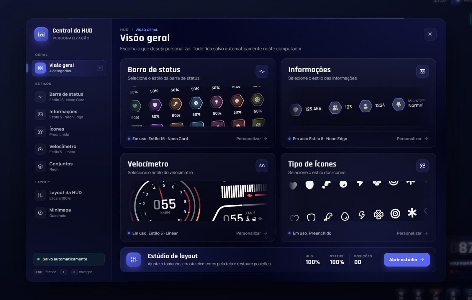 Visão geral da Central da HUD